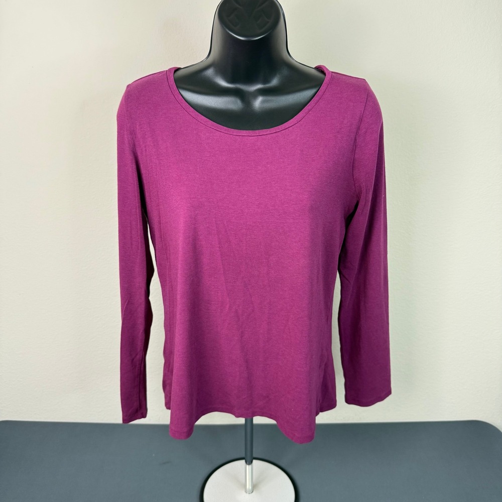 J. Jill Women's Cotton Modal Perfect Layering Tee Long Sleeve Purple Size Medium - Picture 2 of 5